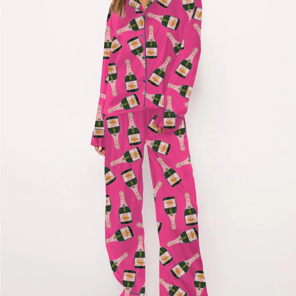 She Show Pink Champagne Print Pajamas